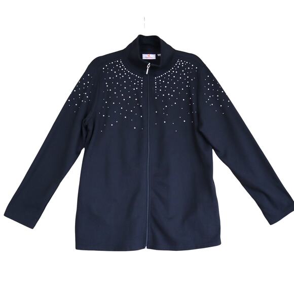 Quacker Factory Womens Pearls Just Wanna Have Fun Jacket Size Large Black QVC - Picture 1 of 11
